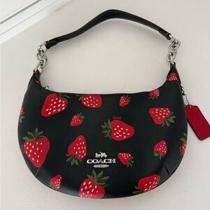 Coach Black Bag with Red Strawberry Design